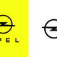 The new logo on the left, and the old one on the right. Opel replaced its metallic logo with a flat black one in 2017.